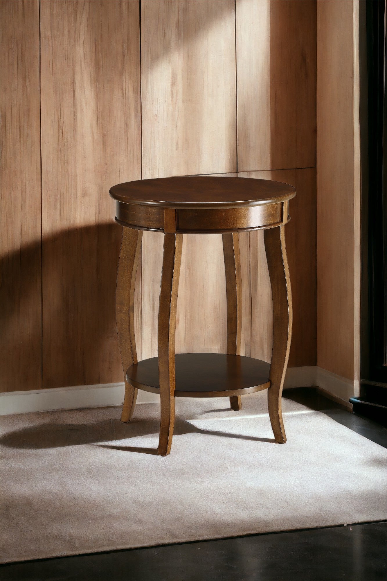 Aberta Walnut Finish Accent Table FredCo