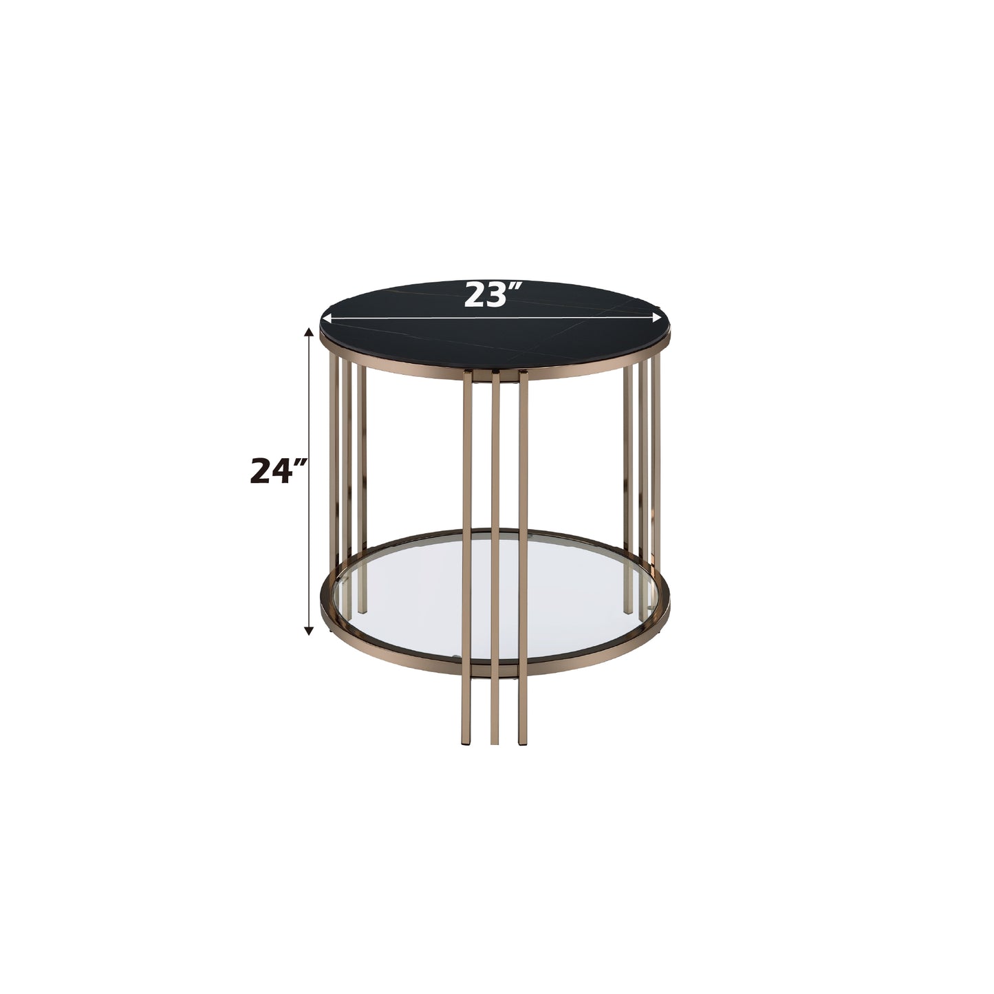 Abisha Sintered Stone Top & Champagne Finish End Table FredCo