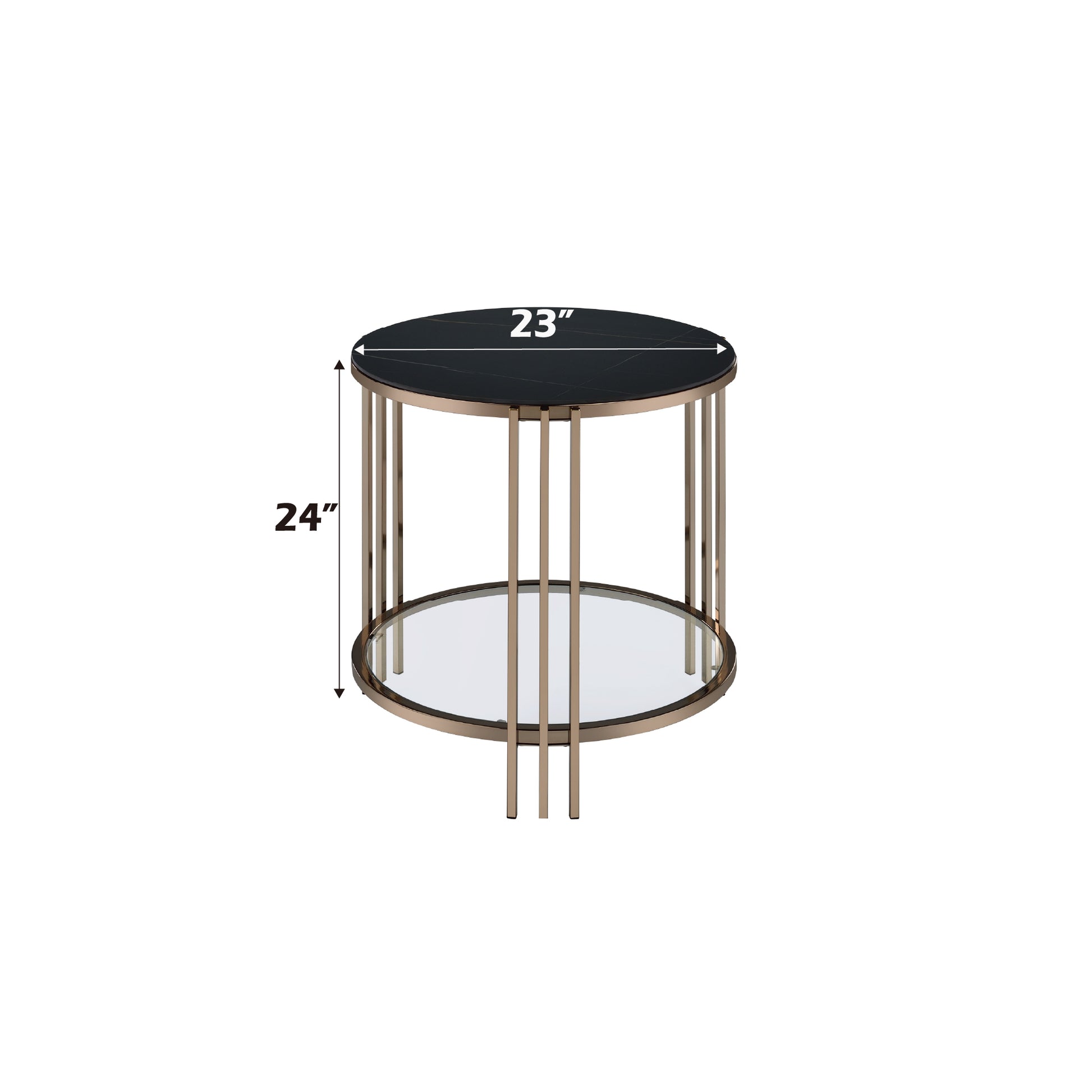 Abisha Sintered Stone Top & Champagne Finish End Table FredCo