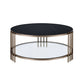 Abisha Sintered Stone Top & Champagne Finish Round Coffee Table FredCo