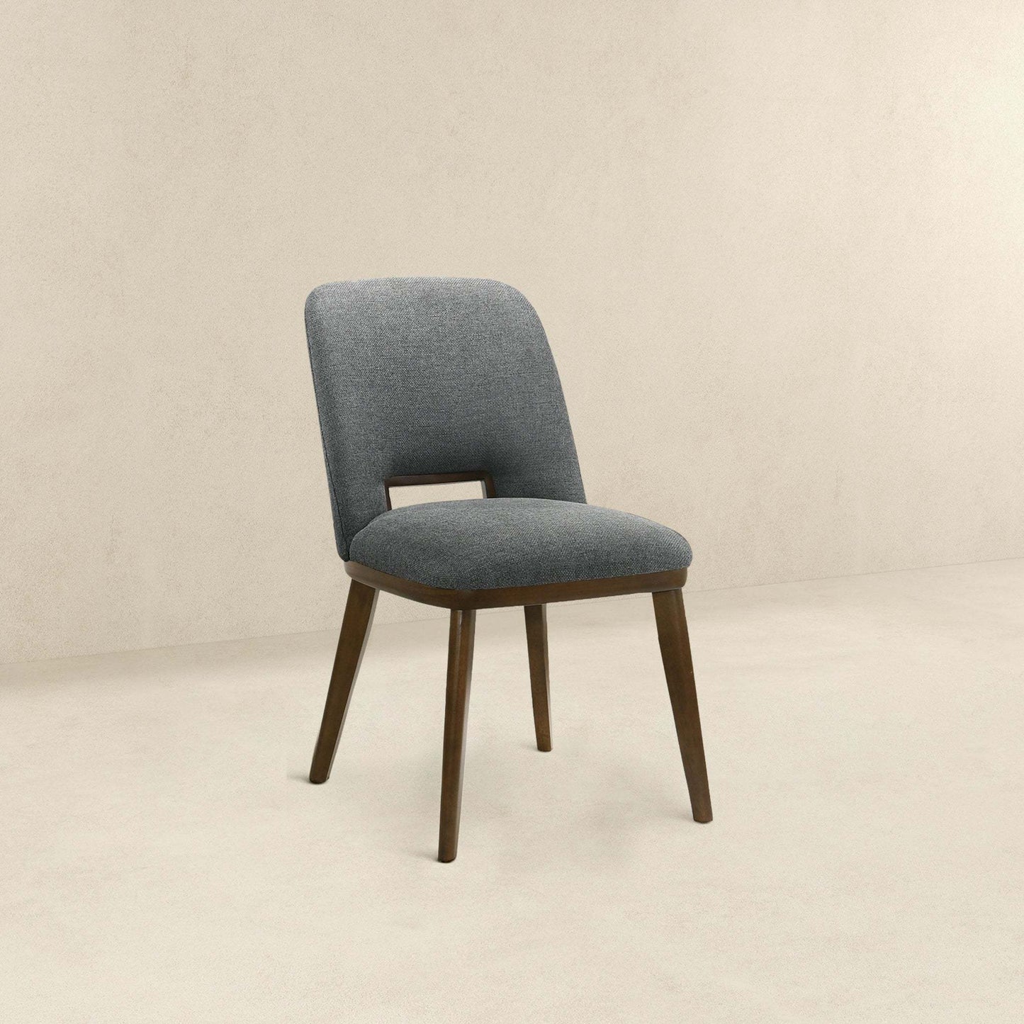 Modern Blake Dark Grey Fabric Dining Chair (Set of 2) with Walnut Wood Base 33.7'H x 19.3'W x 24.8'D FredCo