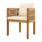 Modern wooden armchair with beige rope sides and cream cushions from FredCo International
