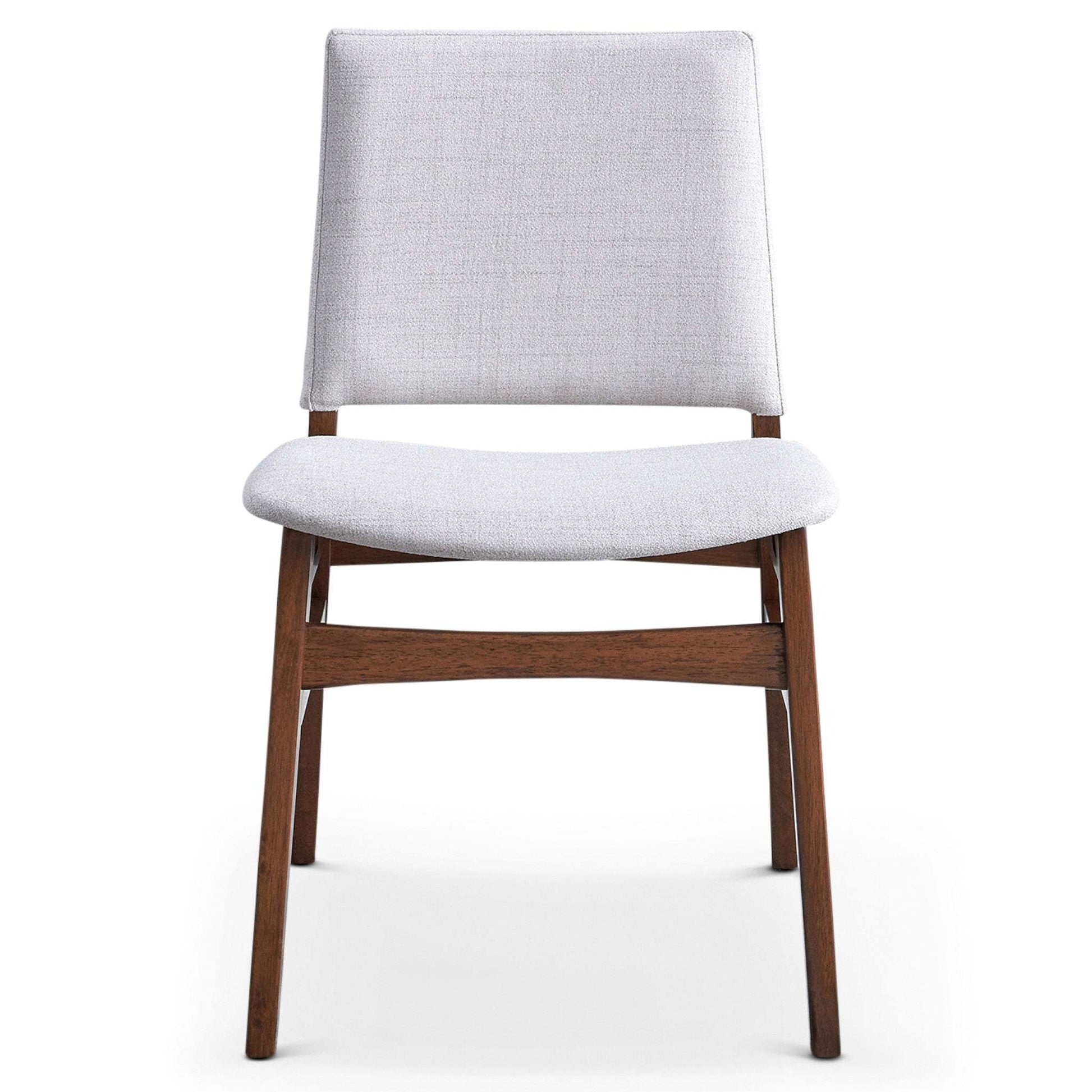 Gusto Mid-Century Modern Fabric Dining Chair (Set of 2) in Light Gray with Solid Wood Frame 22.4'W x 18.1'D x 31.1'H for Living Room Bedroom Outdoor FredCo