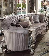 ACME Versailles Round Sofa w/5 Pillows, Velvet & Antique Platinum FredCo