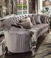 ACME Versailles Round Sofa w/5 Pillows, Velvet & Antique Platinum FredCo
