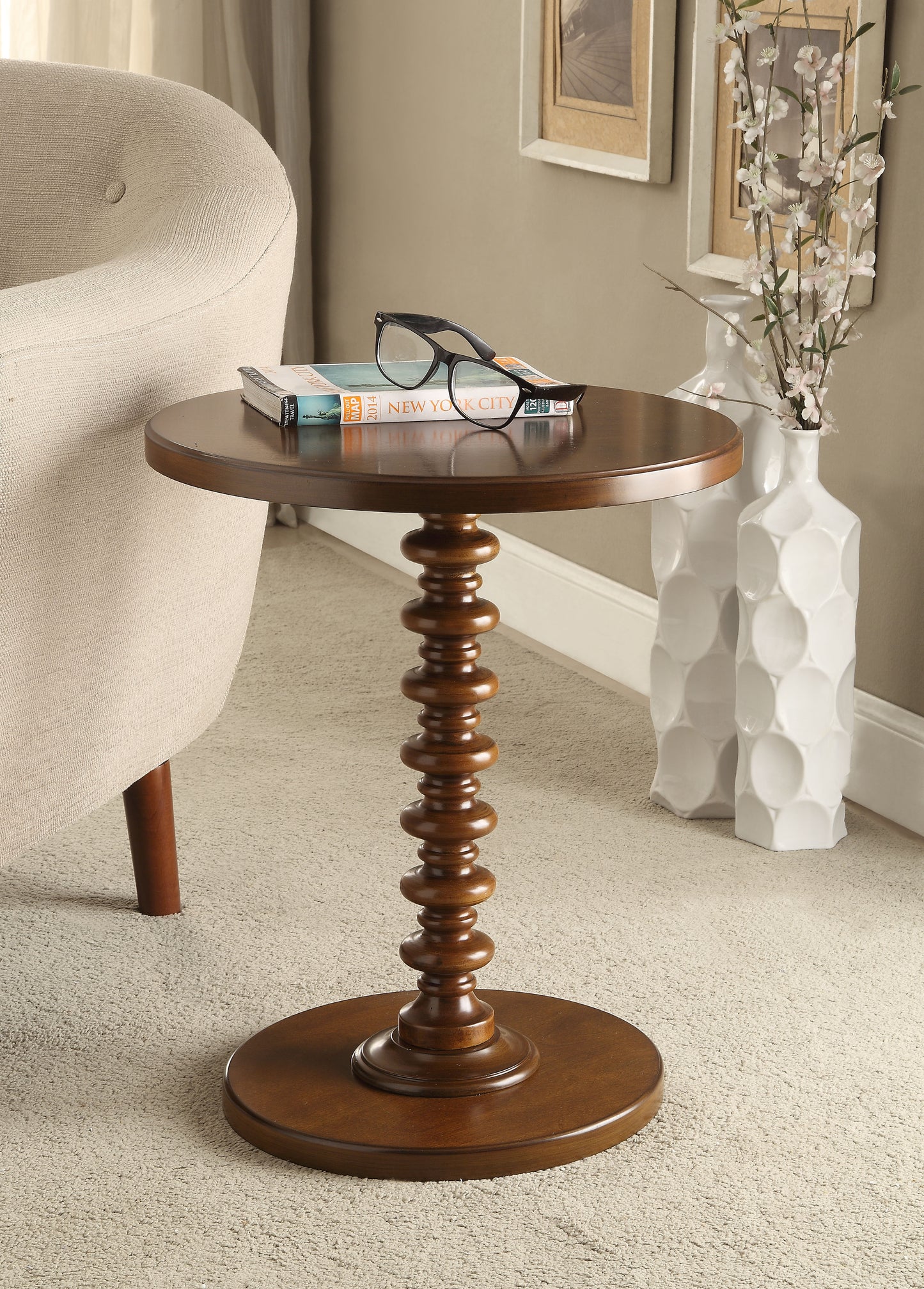 Acton Walnut Finish Accent Table FredCo