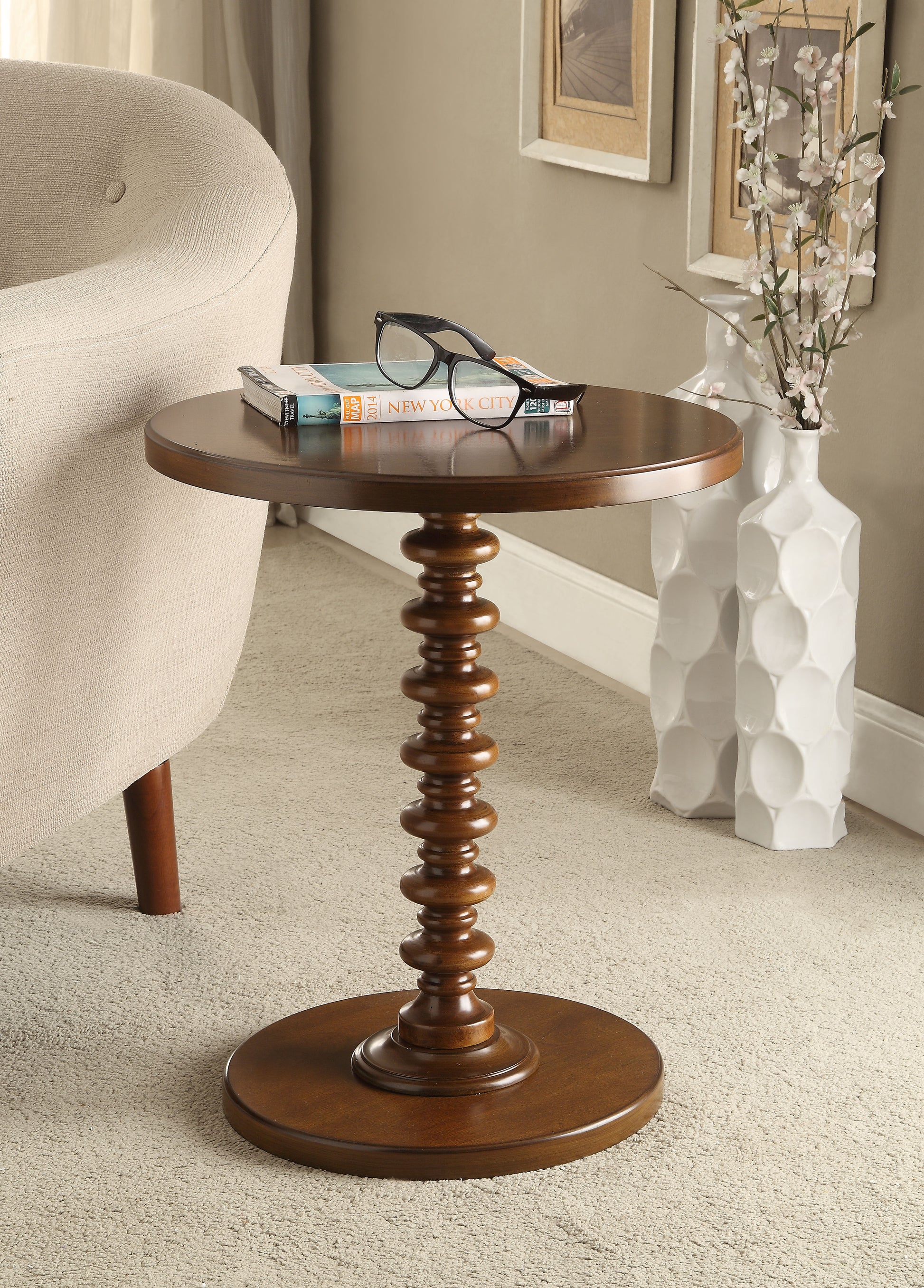 Acton Walnut Finish Accent Table FredCo