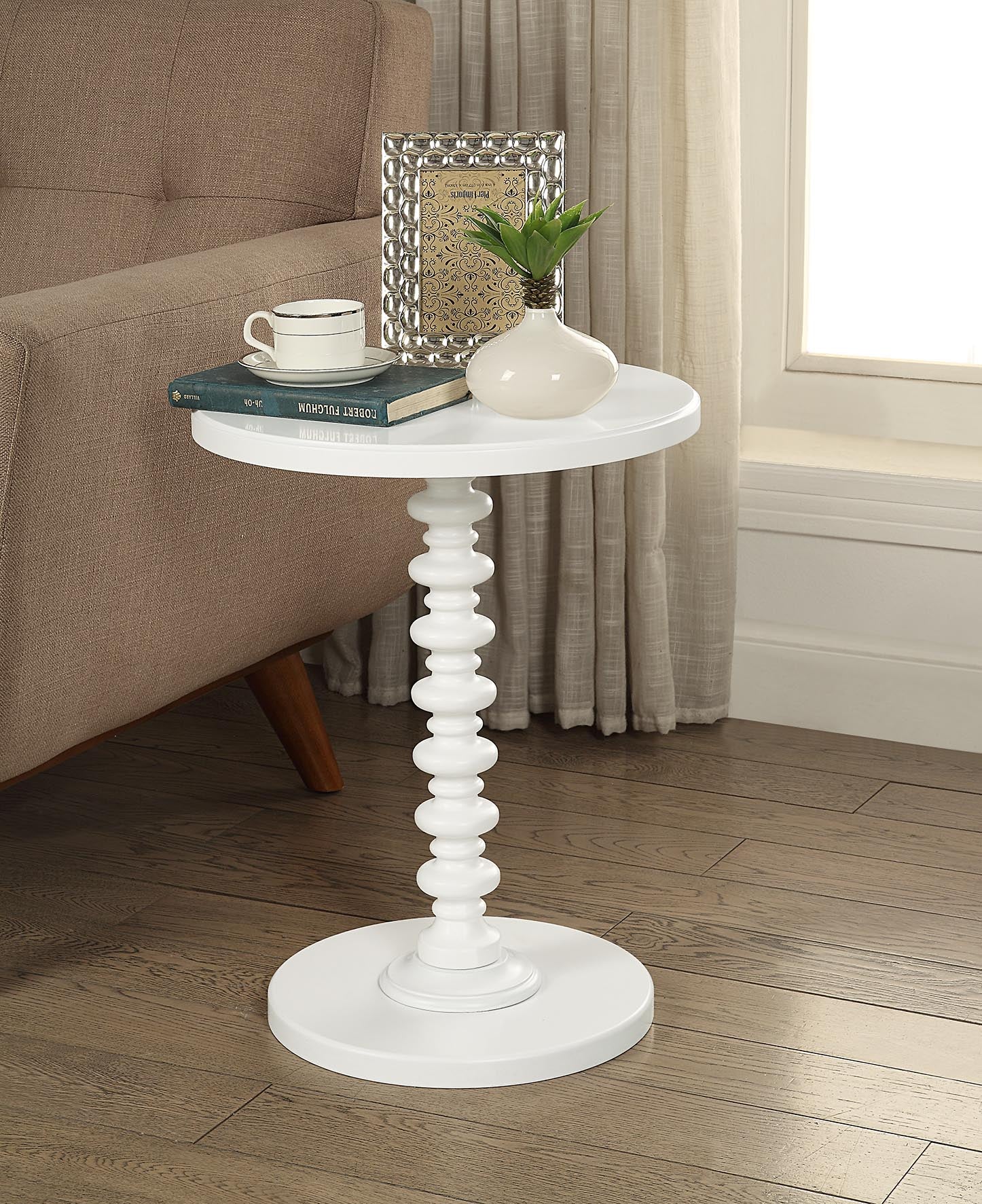 Acton White Finish Accent Table FredCo