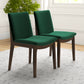 Laura Mid-Century Modern Solid Wood Dining Chair Set of 2 Green Velvet 20 x 20 x 32 inches FredCo