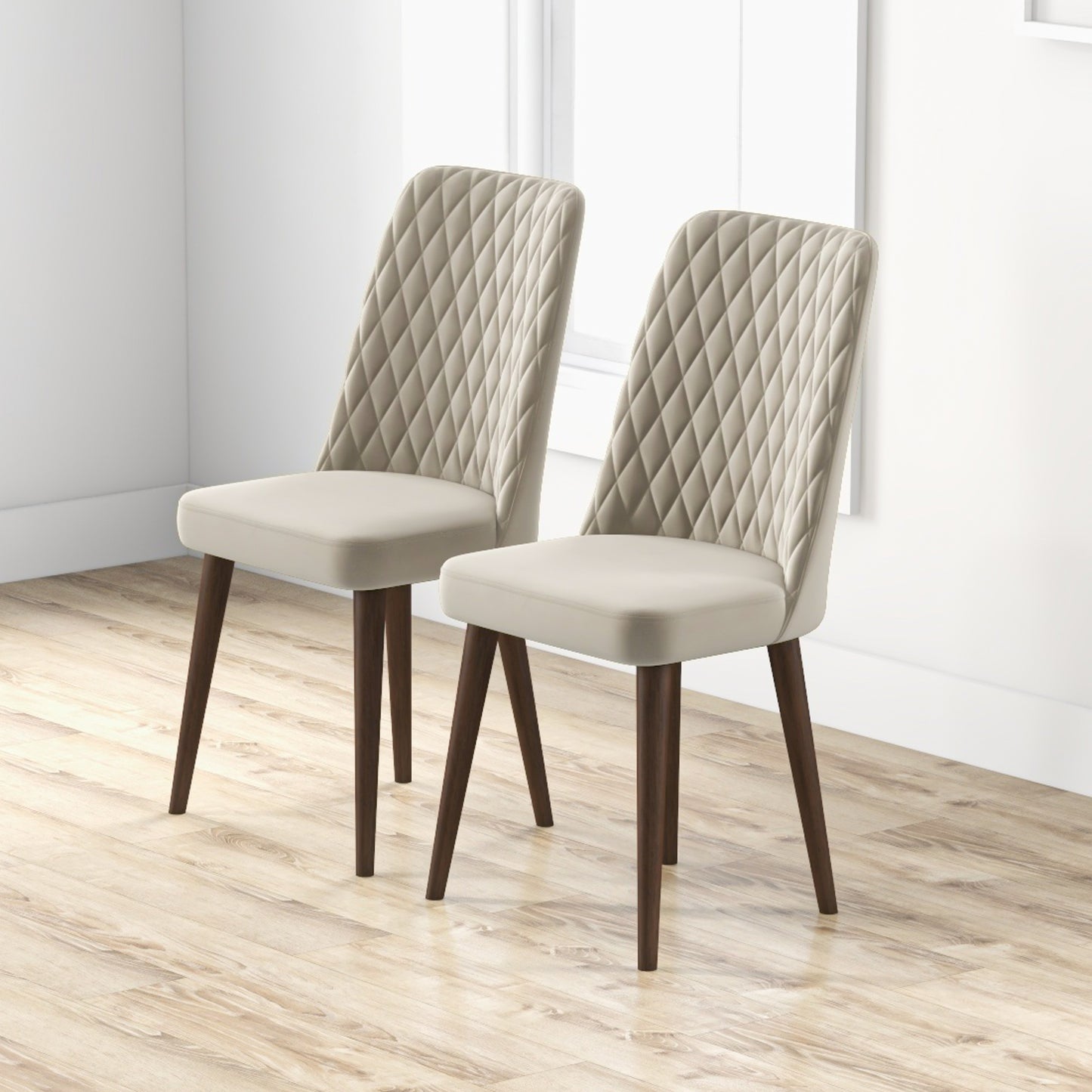 Premium Katie Mid-Century Modern Velvet Dining Chair Set - Elegant Design, Durable Velvet, Solid Wood Frame for Home Kitchen FredCo