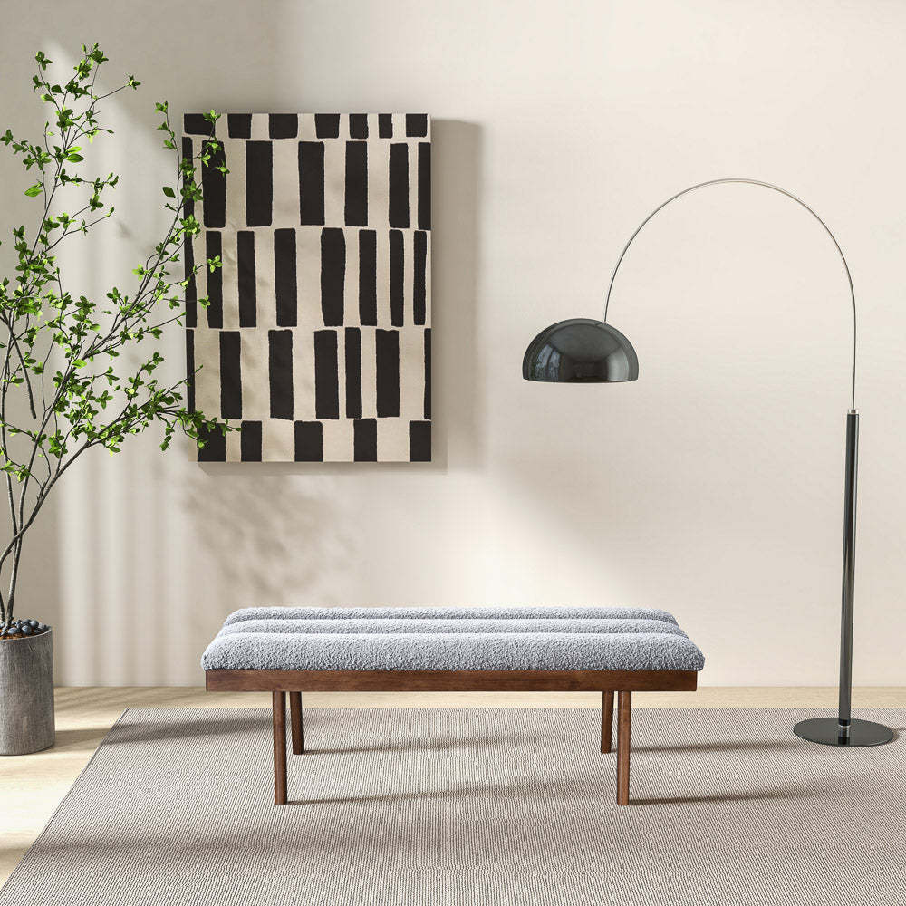 Troni Light Grey Boucle Bench FredCo