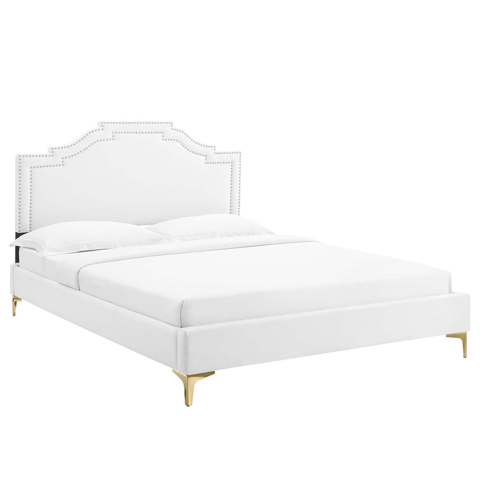 Adelaide Performance Velvet Queen Platform Bed, MOD-6580 FredCo