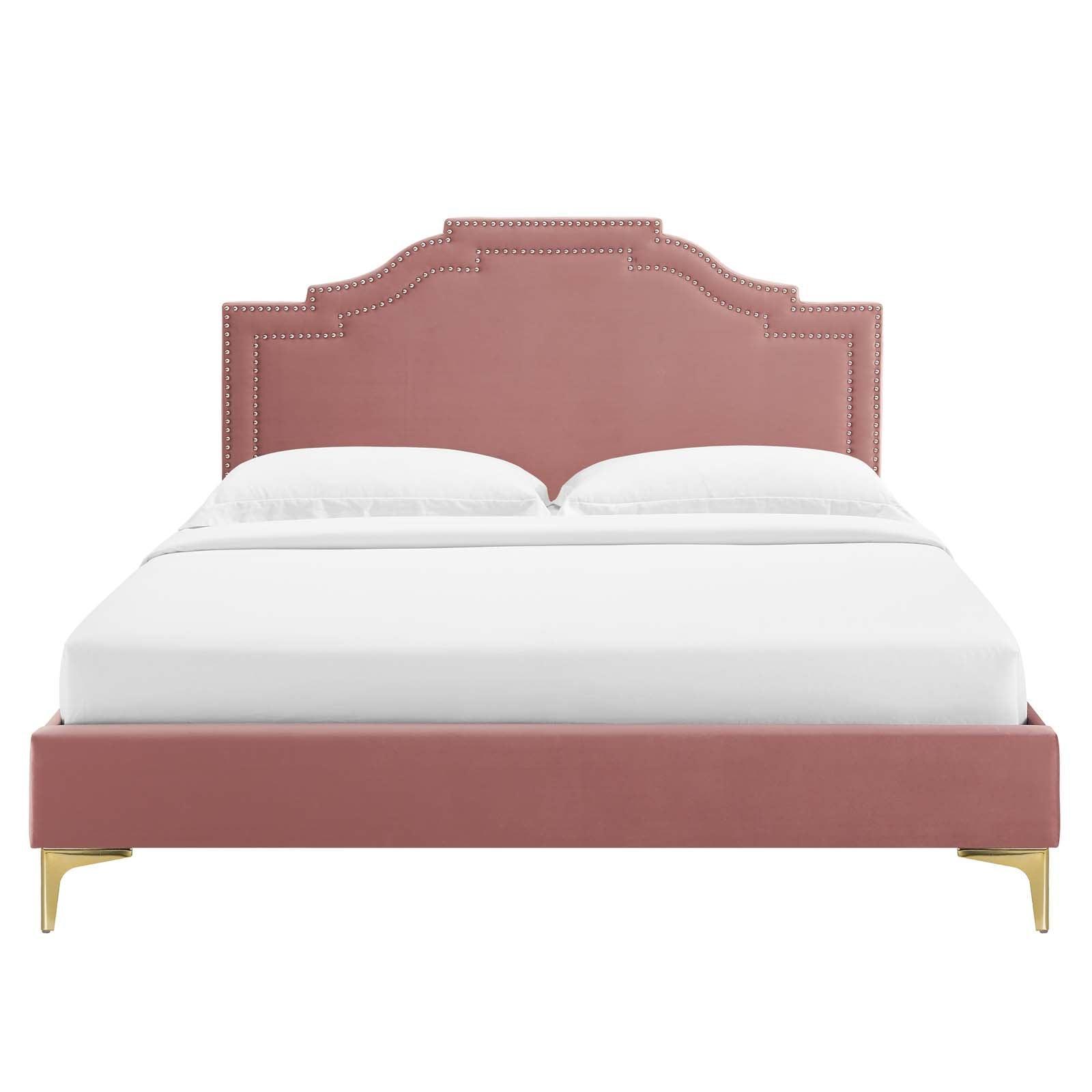 Adelaide Performance Velvet Queen Platform Bed, MOD-6580 FredCo