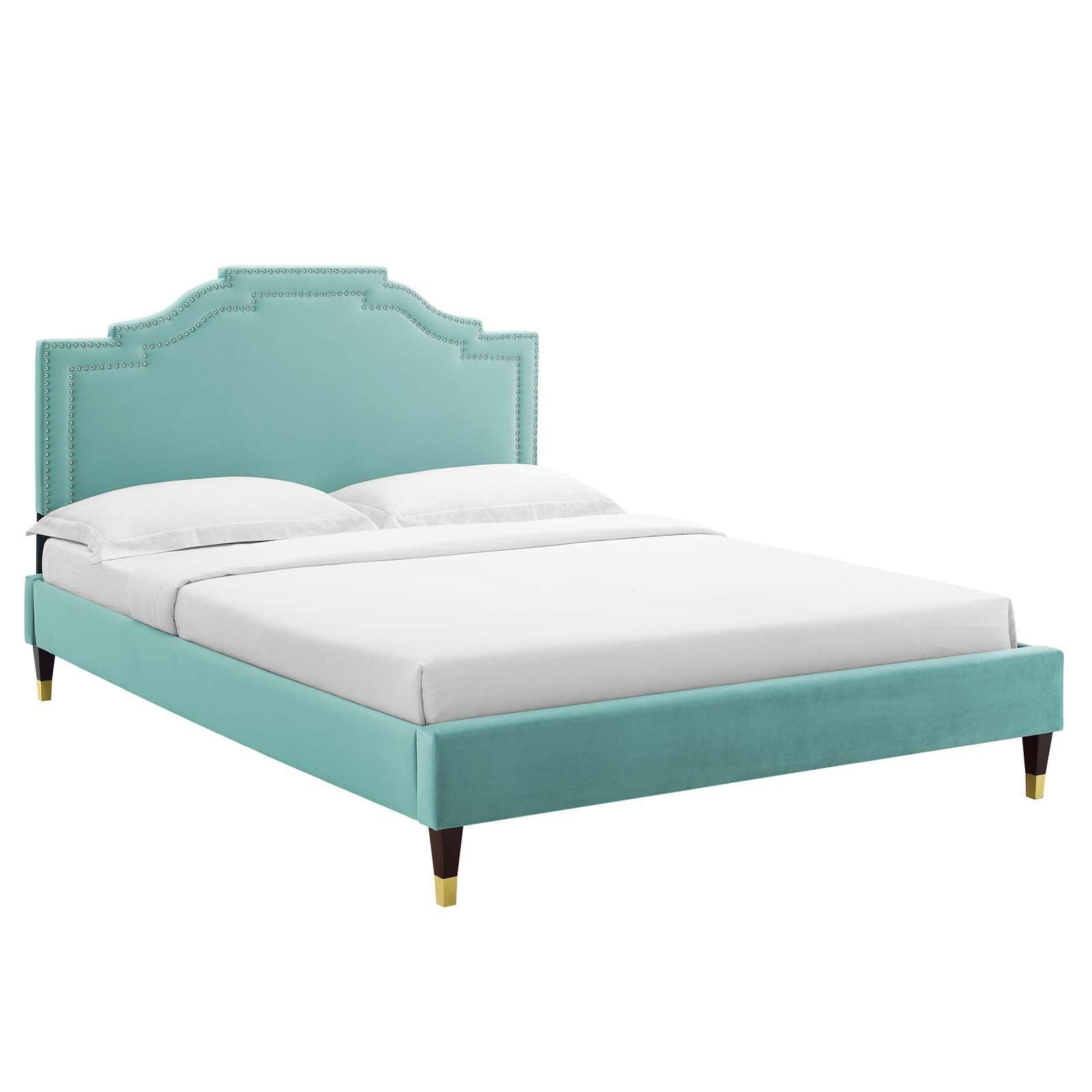 Adelaide Performance Velvet Queen Platform Bed, MOD-6581 FredCo