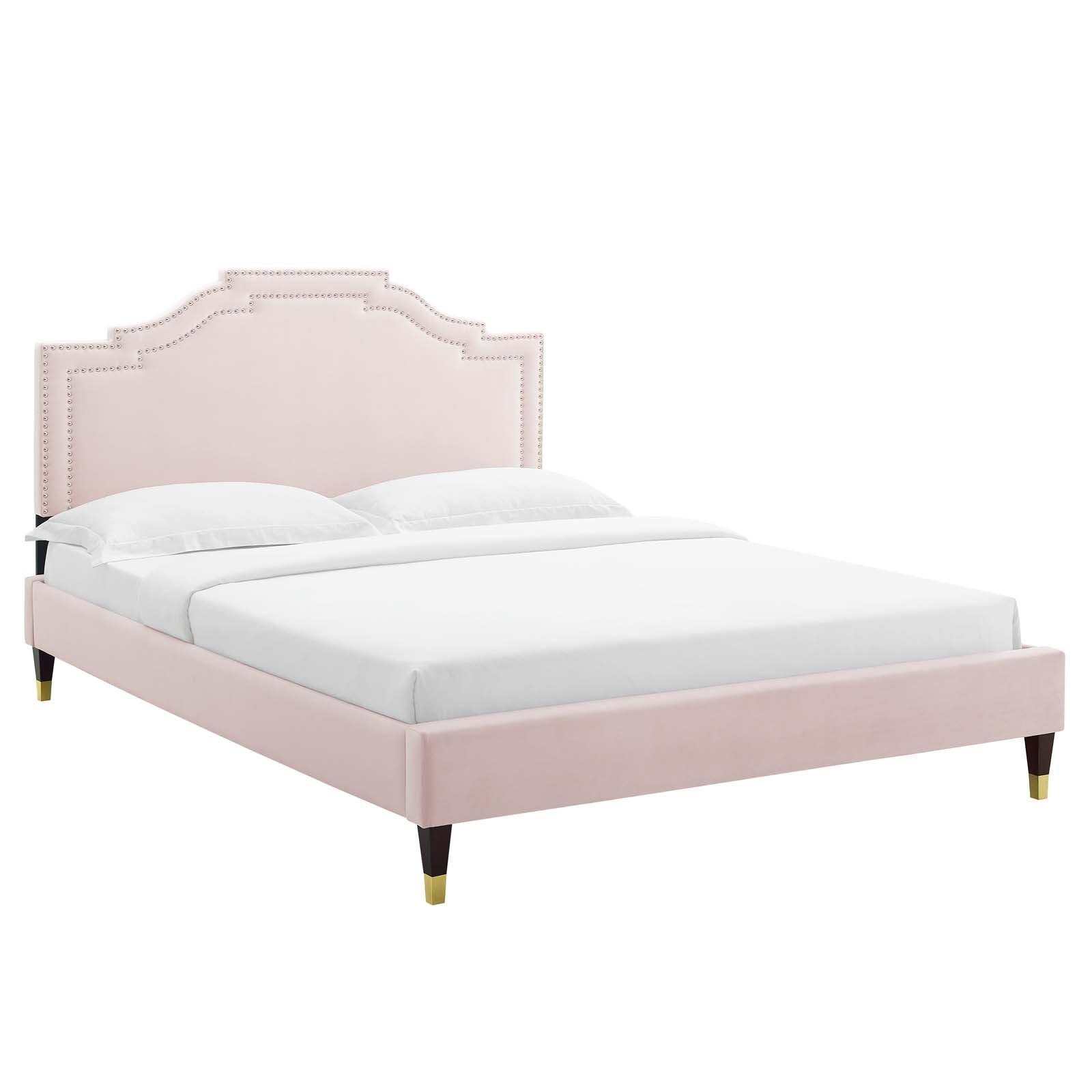 Adelaide Performance Velvet Queen Platform Bed, MOD-6581 FredCo
