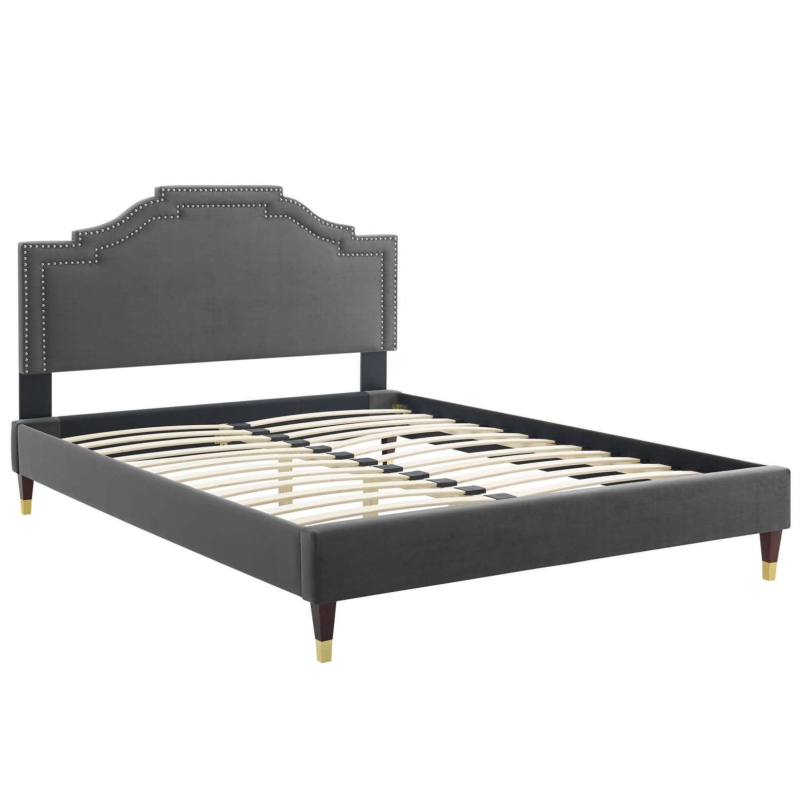 Adelaide Performance Velvet Queen Platform Bed, MOD-6581 FredCo
