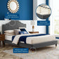 Adelaide Performance Velvet Queen Platform Bed, MOD-6581 FredCo