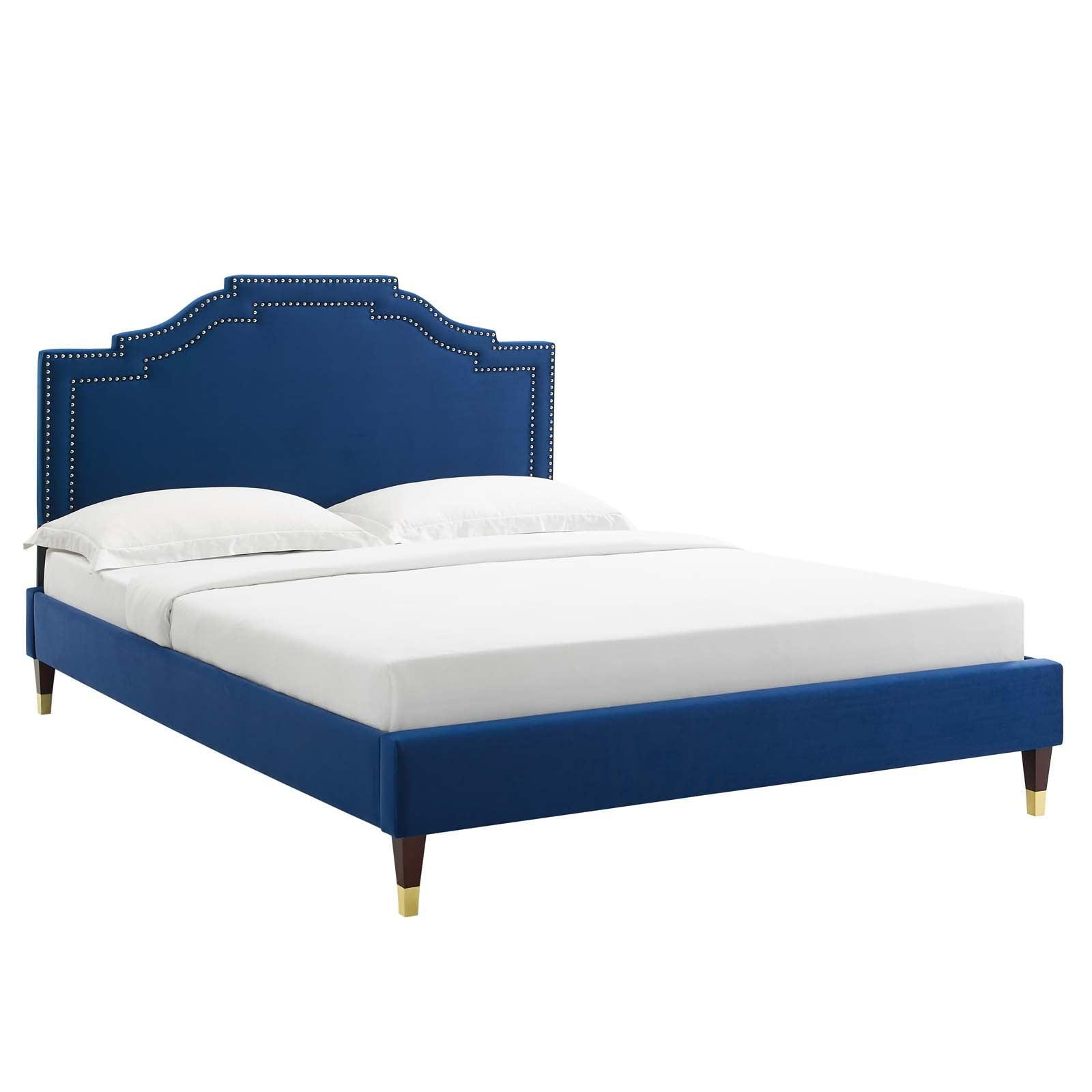 Adelaide Performance Velvet Queen Platform Bed, MOD-6581 FredCo