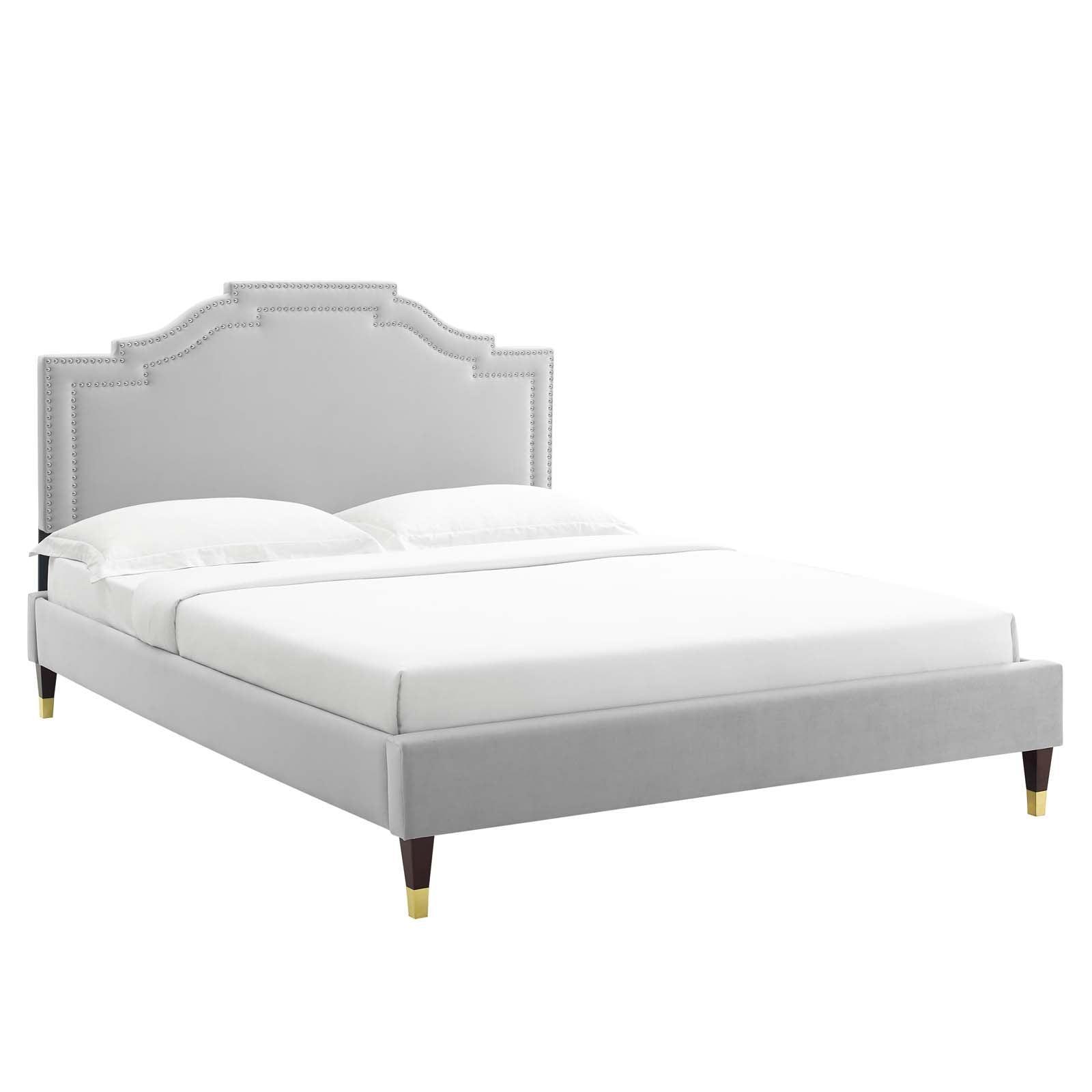 Adelaide Performance Velvet Queen Platform Bed, MOD-6581 FredCo