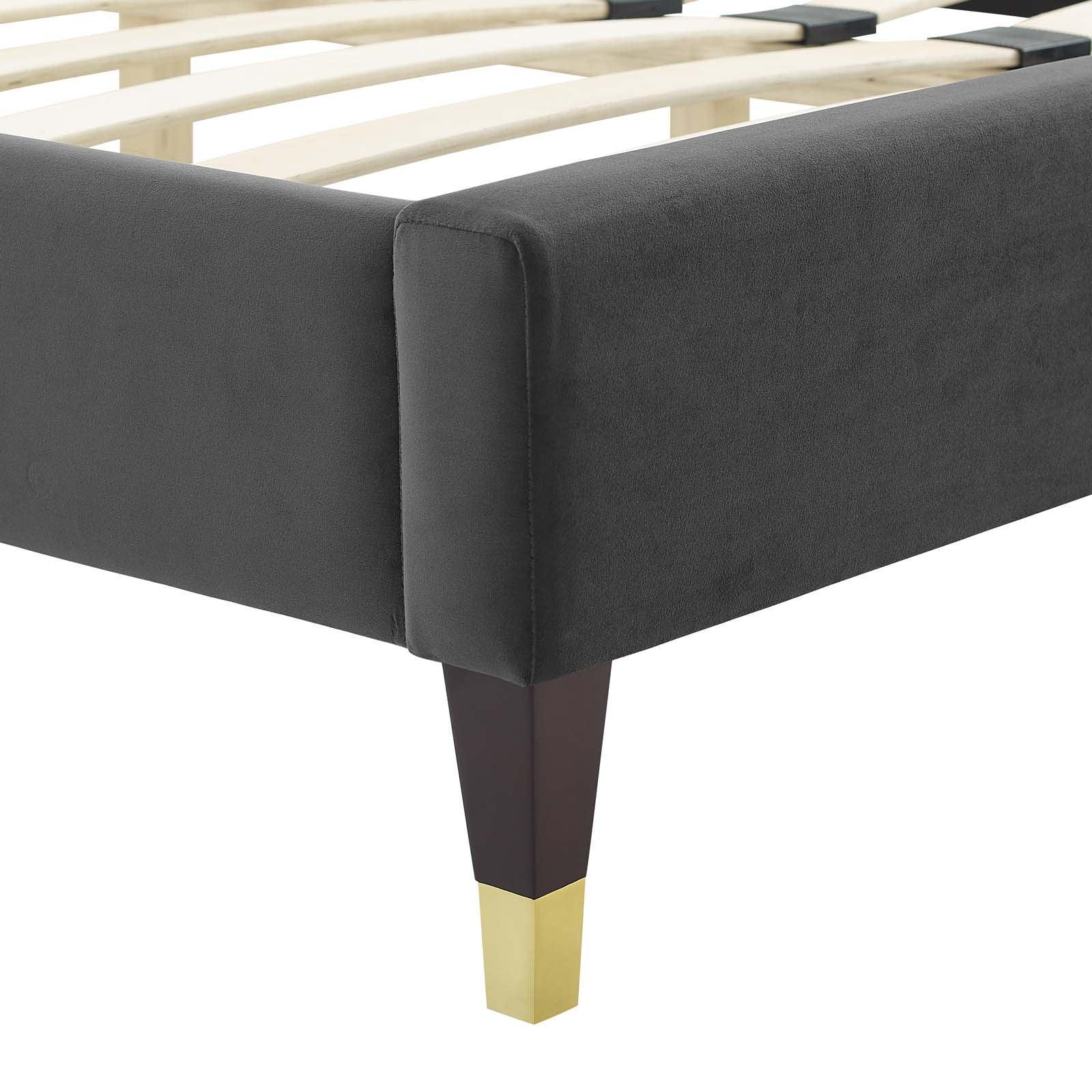 Adelaide Performance Velvet Queen Platform Bed, MOD-6581 FredCo