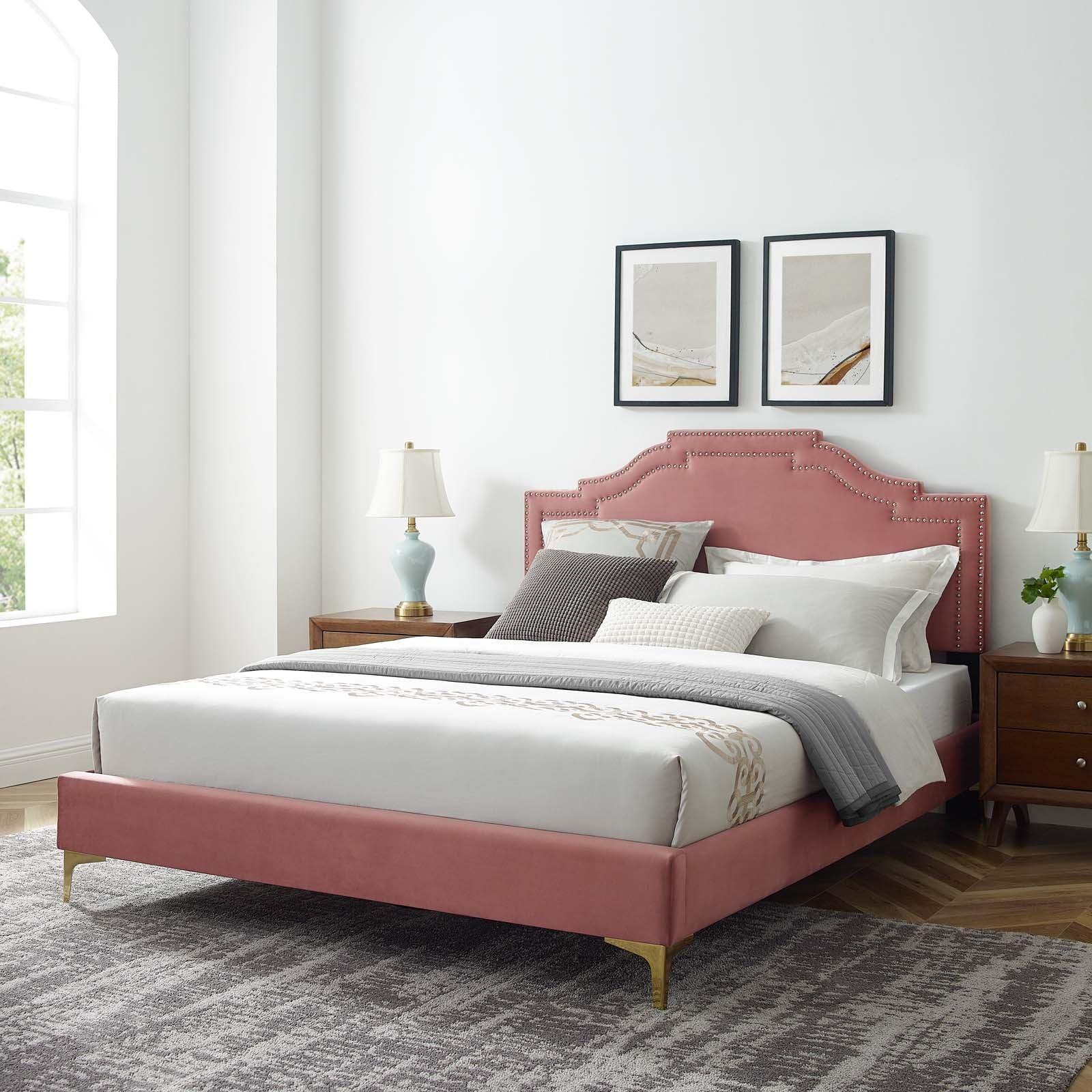 Adelaide Performance Velvet Twin Platform Bed, MOD-6850 FredCo