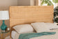 Adelyn Modern Bohemian Natural Brown Rattan and Mahogany Wood, King Size Headboard FredCo