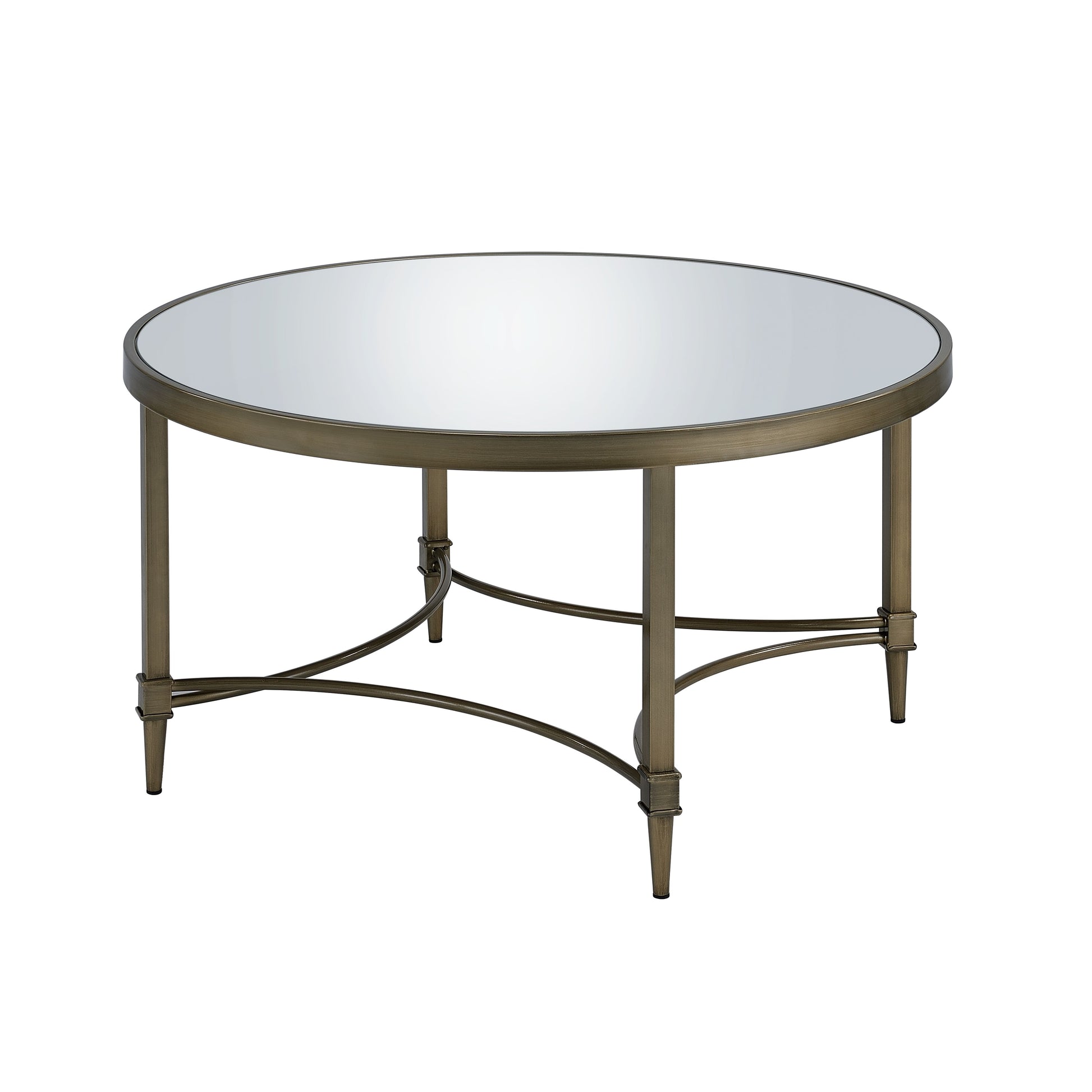 Aditya Mirrored & Antique Brass Finish Coffee Table FredCo