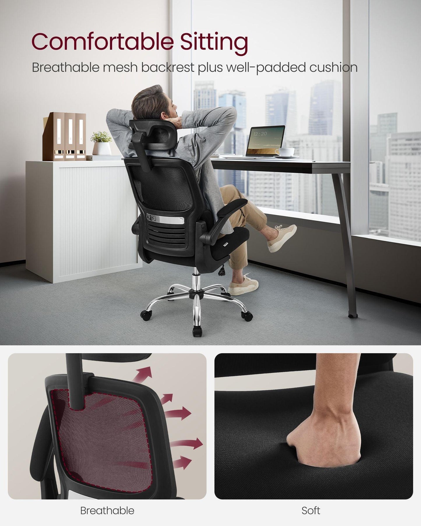 Adjustable Headrest Mesh Computer Chair FredCo