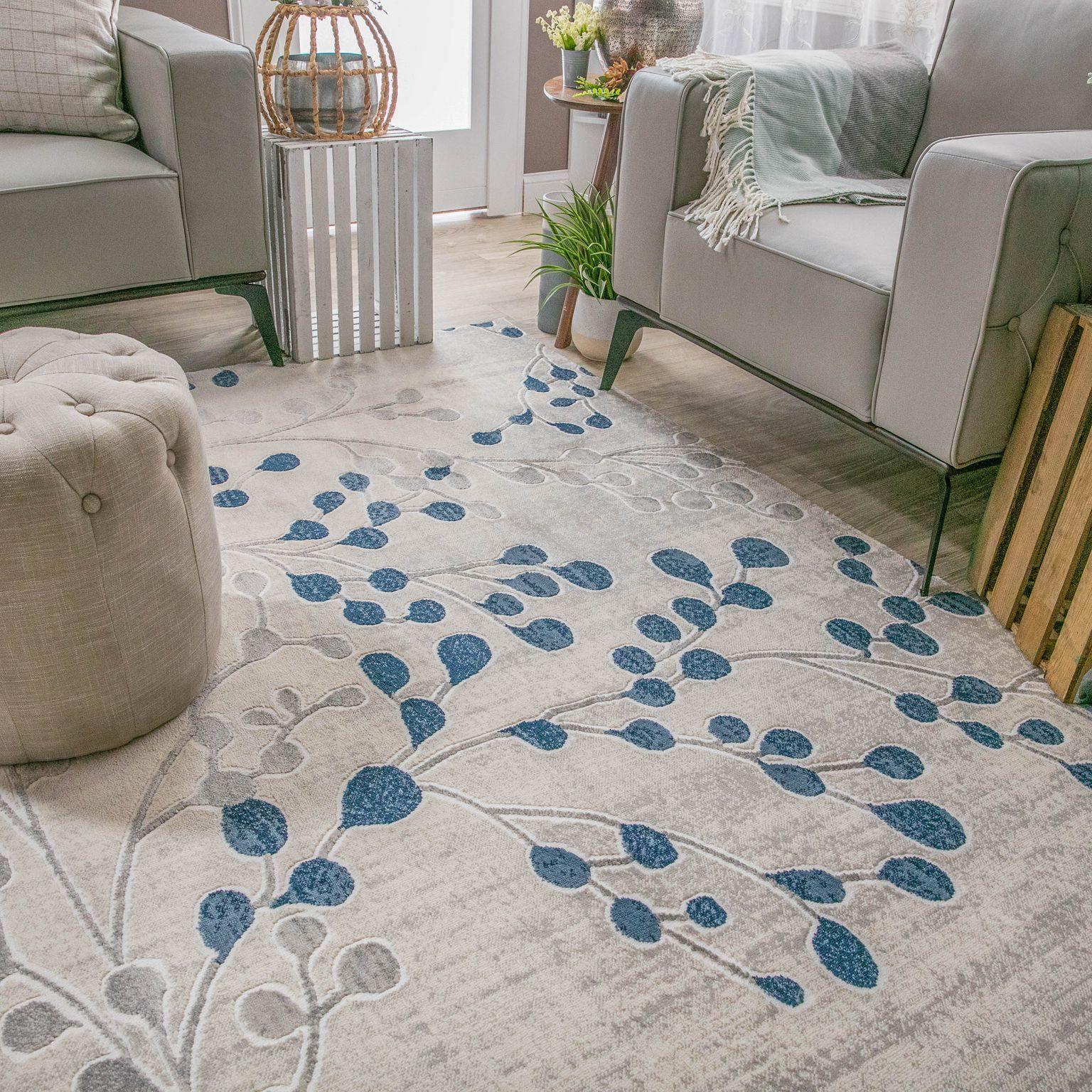 Adsila Modern Floral Iridescent Rug FredCo