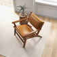 Hendrix Antique Tan Leather Arm Chair Mid-Century Modern Style with Solid Wood Frame 32' L x 26' W x 28' H for Bedroom, Living Room, Hallway FredCo