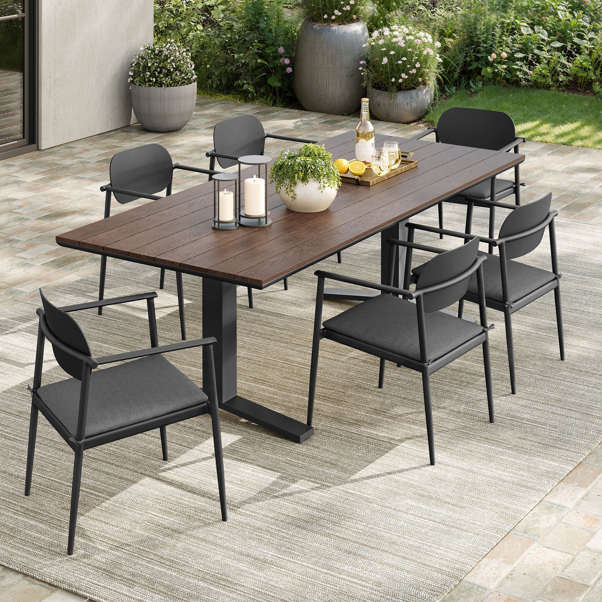 Aeris 7-Piece Outdoor Patio Aluminum Dining Set by Modway EEI-7441 FredCo