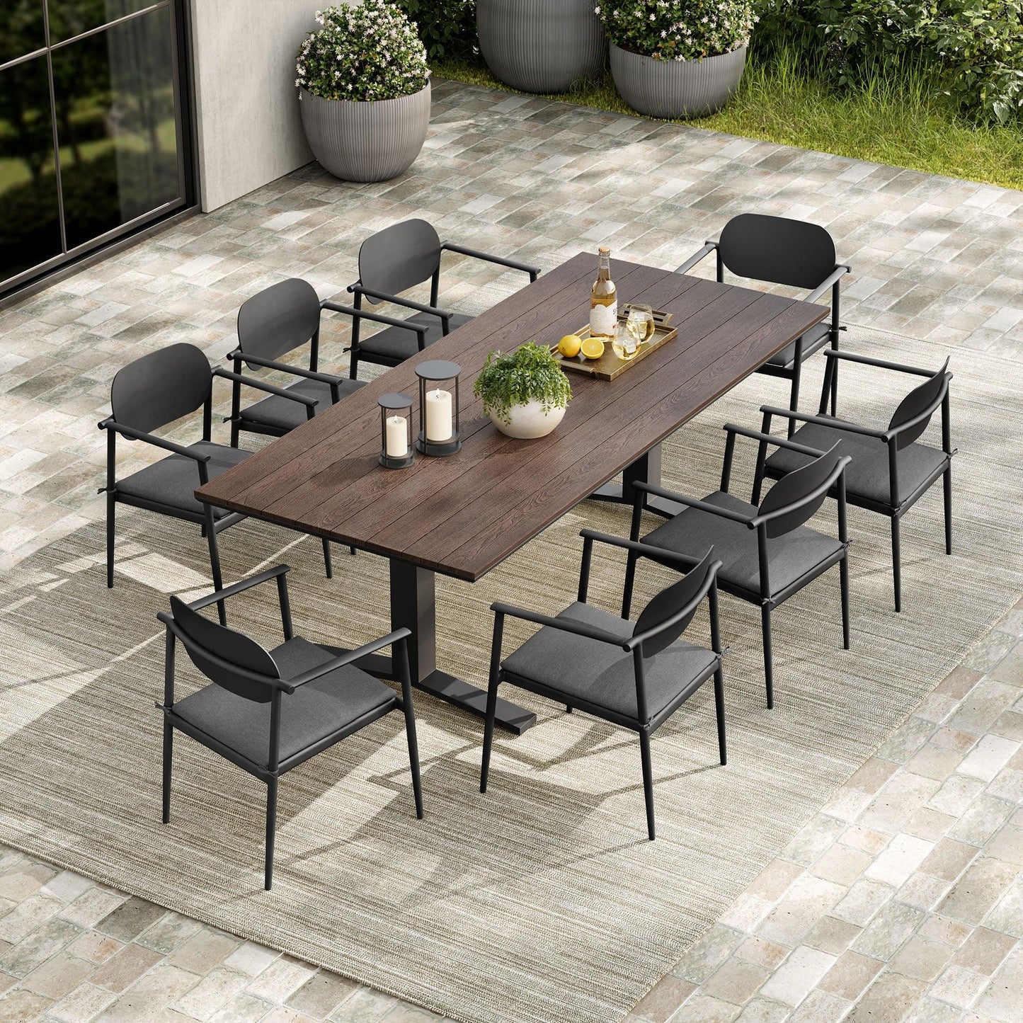 Aeris 9-Piece Outdoor Patio Aluminum Dining Set by Modway FredCo