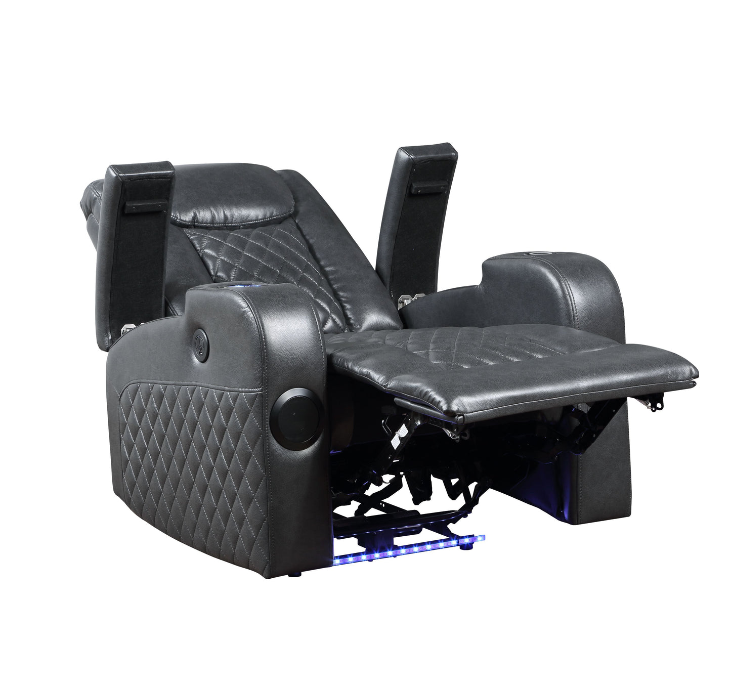 Alair Dark Gray Leather Aire Power Motion Recliner W/Bluetooth, Wireless Charger & Cupholder FredCo