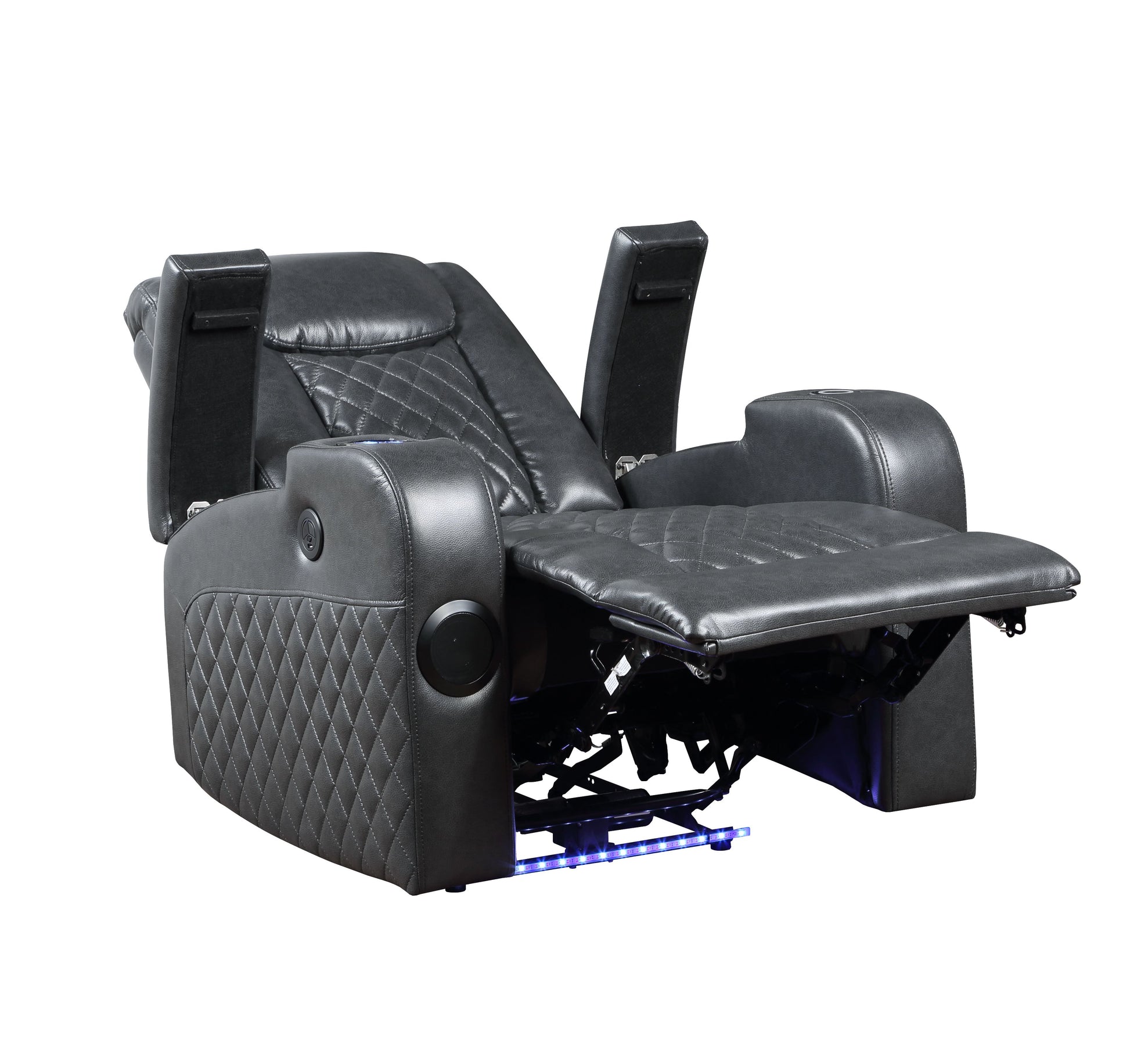 Alair Dark Gray Leather Aire Power Motion Recliner W/Bluetooth, Wireless Charger & Cupholder FredCo