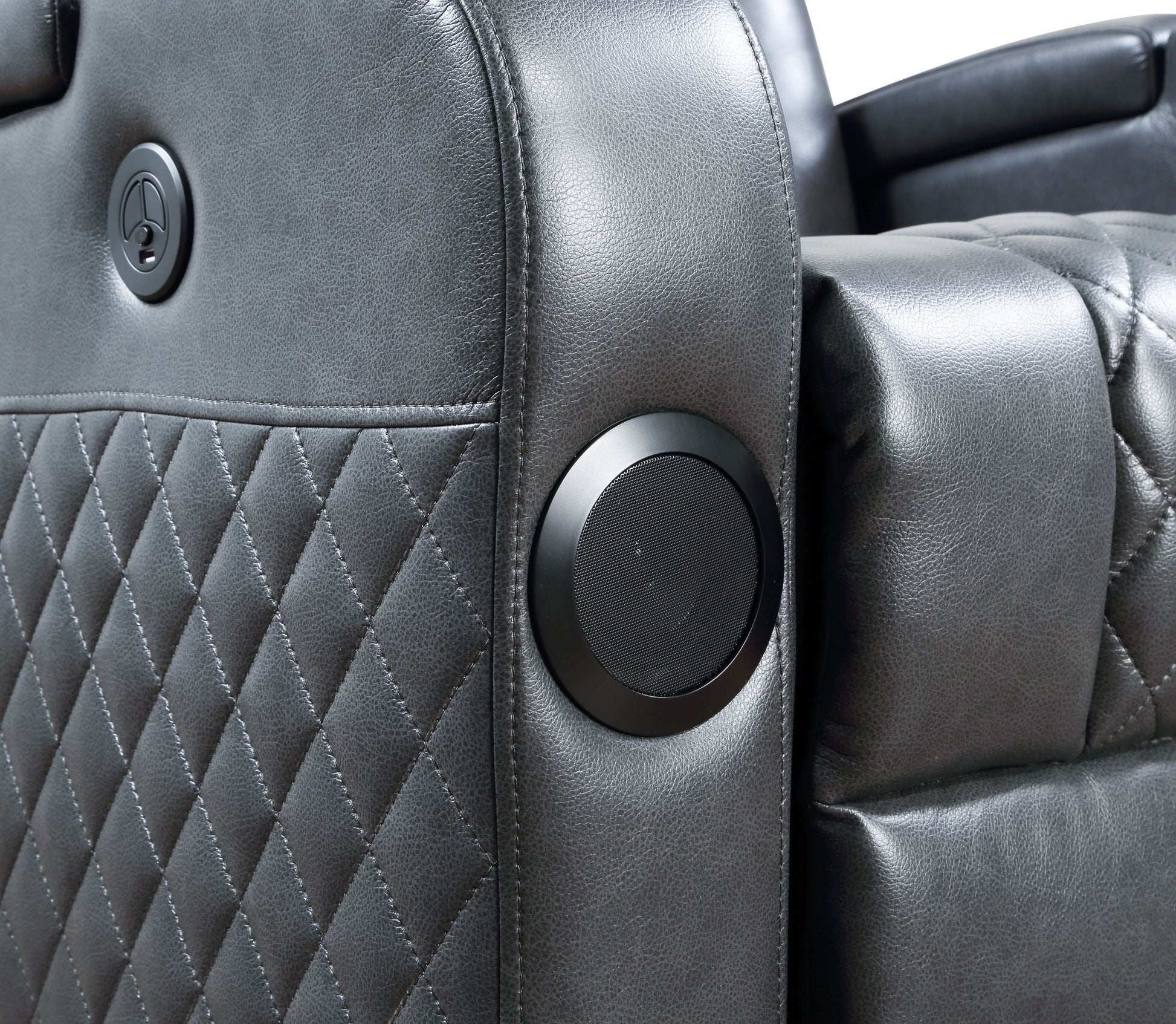 Alair Dark Gray Leather Aire Power Motion Recliner W/Bluetooth, Wireless Charger & Cupholder FredCo