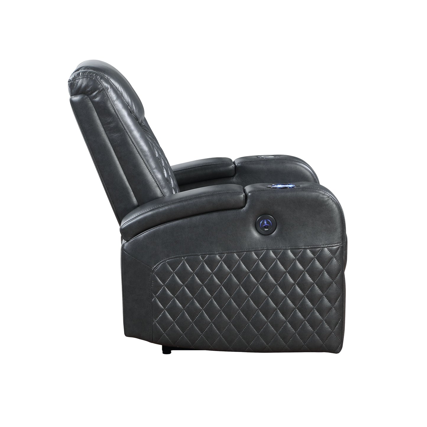 Alair Dark Gray Leather Aire Power Motion Recliner W/Bluetooth, Wireless Charger & Cupholder FredCo