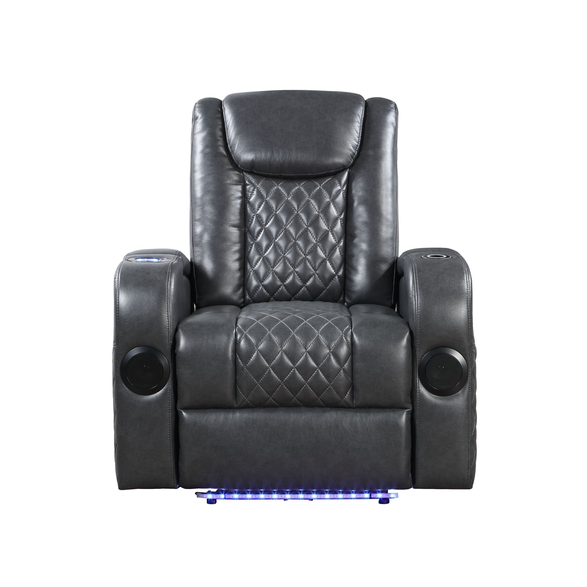 Alair Dark Gray Leather Aire Power Motion Recliner W/Bluetooth, Wireless Charger & Cupholder FredCo