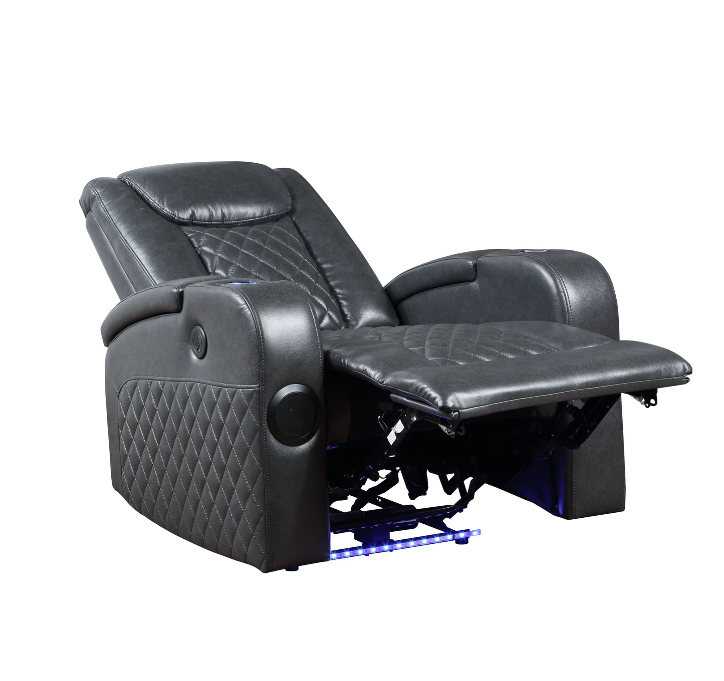 Alair Dark Gray Leather Aire Power Motion Recliner W/Bluetooth, Wireless Charger & Cupholder FredCo