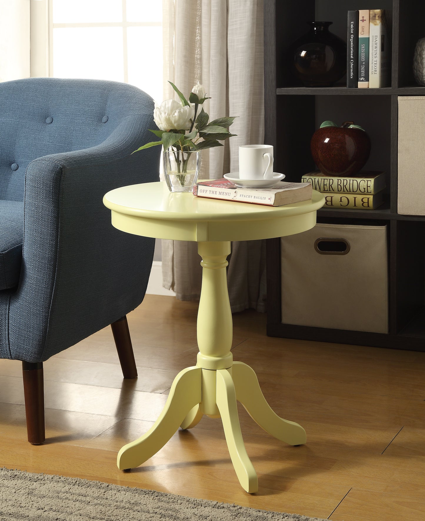 Alger Light Yellow Finish Accent Table FredCo