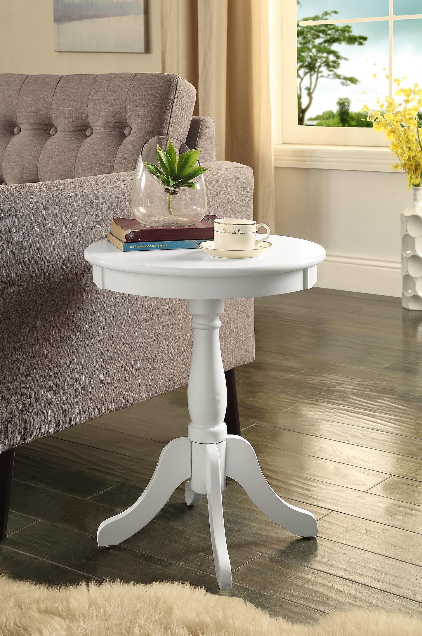 Alger White Finish Accent Table FredCo
