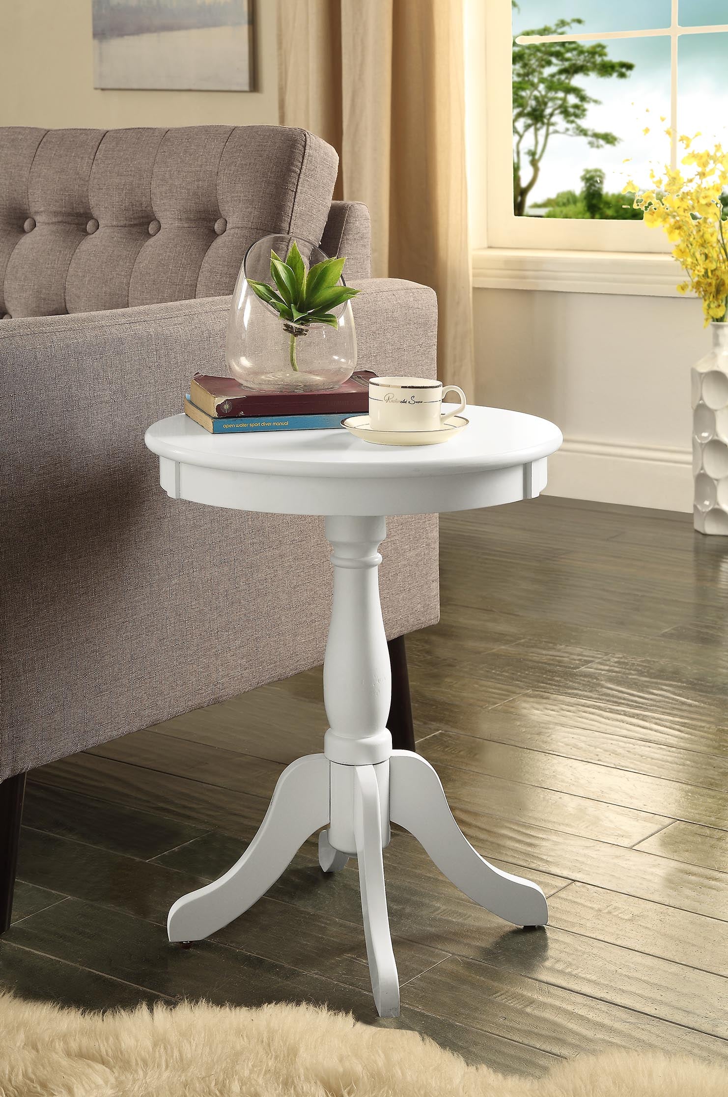 Alger White Finish Accent Table FredCo