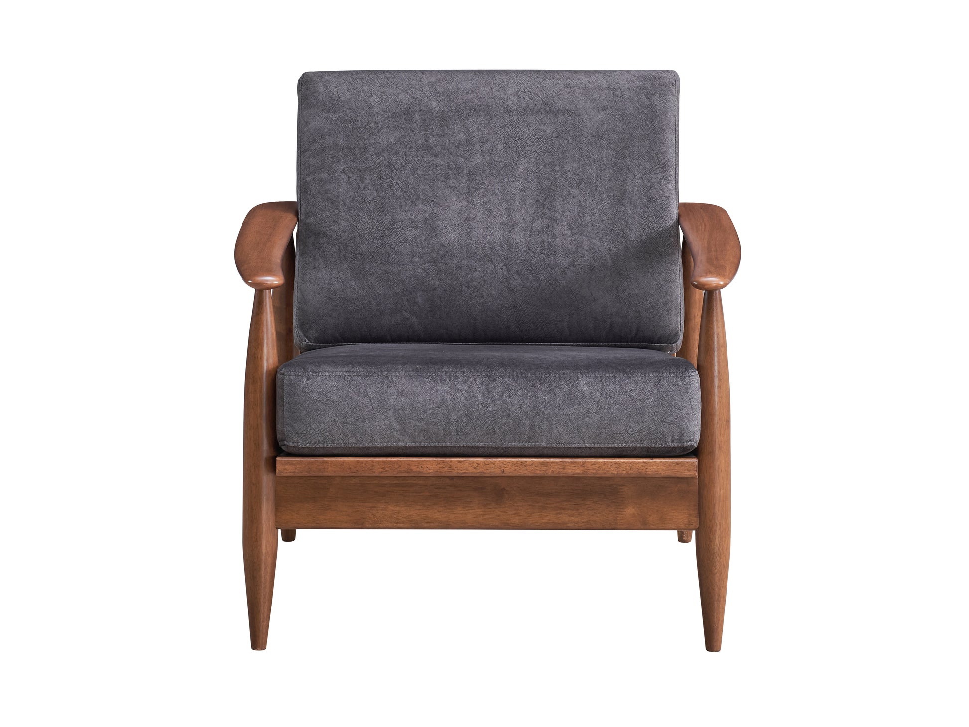 Alisa Charcoal Fabric & Brown Finish Accent Chair FredCo