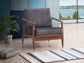 Alisa Charcoal Fabric & Brown Finish Accent Chair FredCo