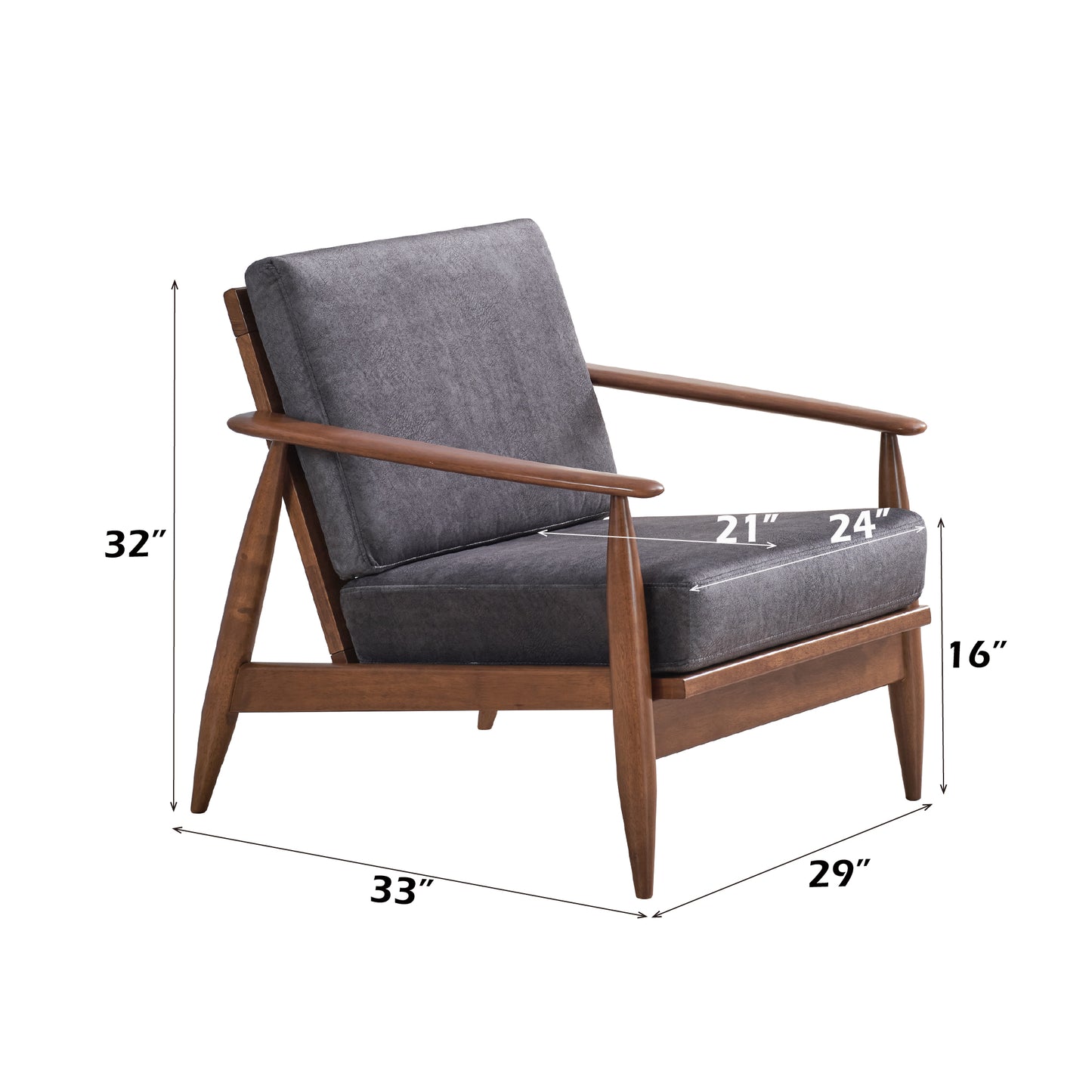 Alisa Charcoal Fabric & Brown Finish Accent Chair FredCo