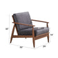 Alisa Charcoal Fabric & Brown Finish Accent Chair FredCo