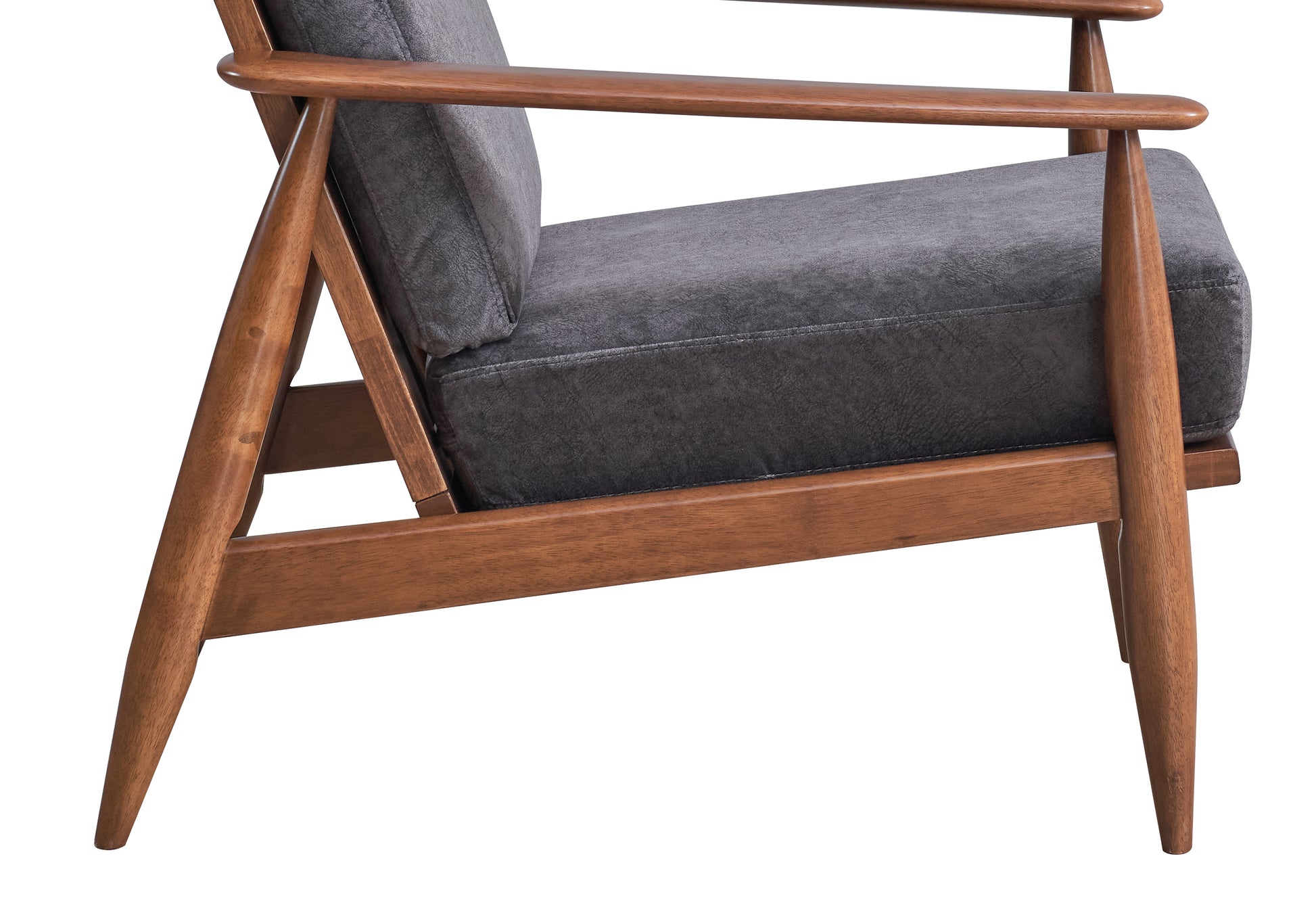 Alisa Charcoal Fabric & Brown Finish Accent Chair FredCo