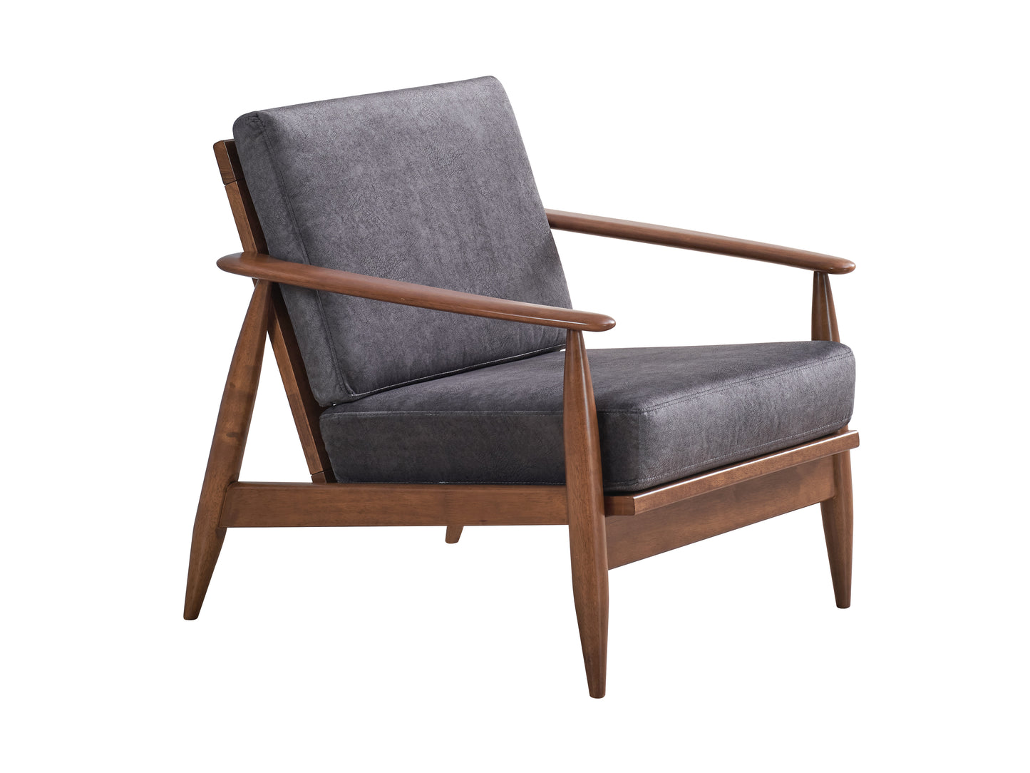 Alisa Charcoal Fabric & Brown Finish Accent Chair FredCo