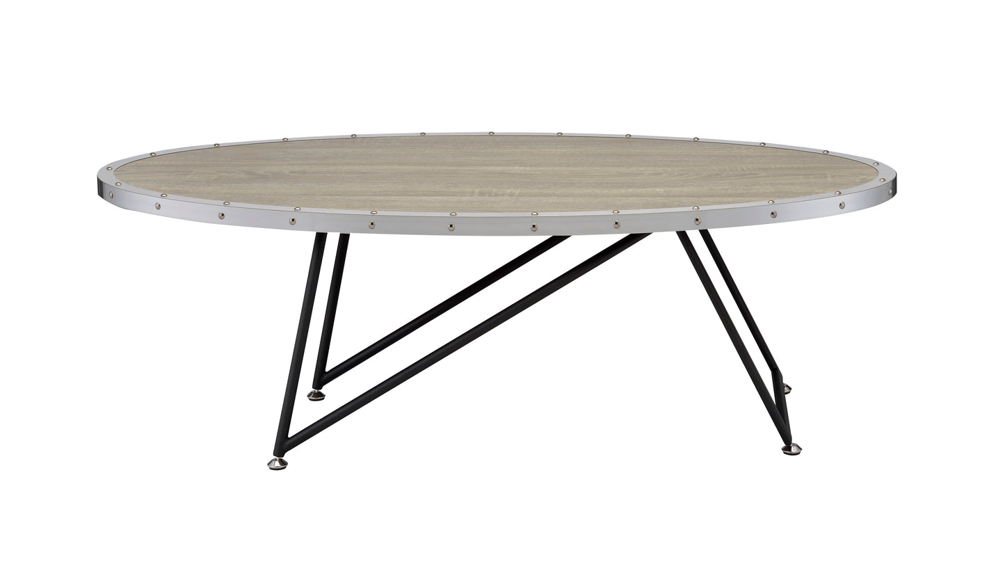 Allis Weathered Gray Oak & Metal Finish Coffee Table FredCo