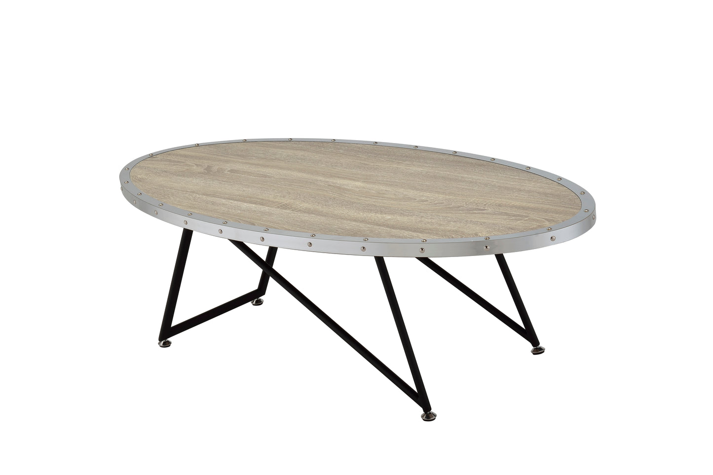 Allis Weathered Gray Oak & Metal Finish Coffee Table FredCo