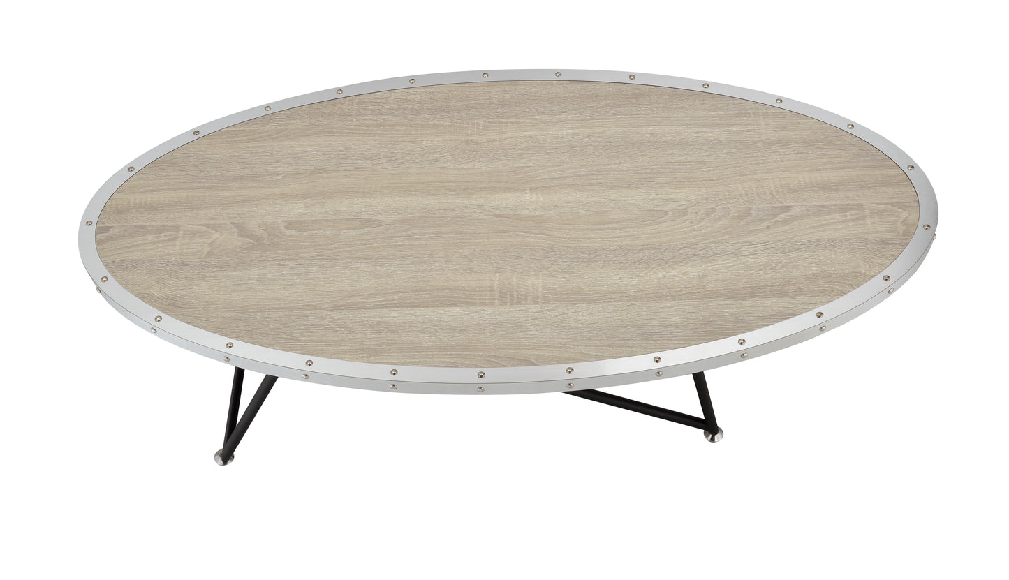 Allis Weathered Gray Oak & Metal Finish Coffee Table FredCo